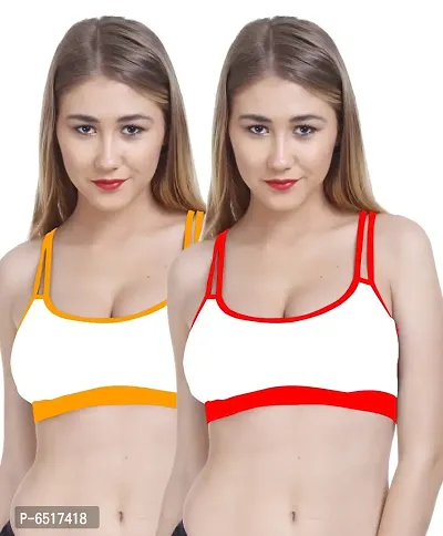 Elegant Cotton Self Design Non Padded Bras For Women- Pack Of 2-thumb0