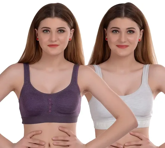 Cotton Solid Basic Bras Pack Of 2