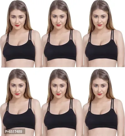 Elegant Cotton Self Design Non Padded Bras For Women- Pack Of 6-thumb0