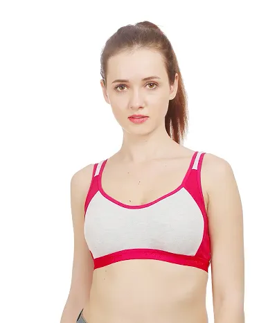 Women's Multicolored Cotton Non Padded Solid Sports Bra