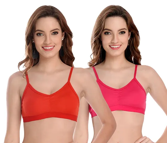 Solid Cotton Bra For Women And Girls - Pack Of 2