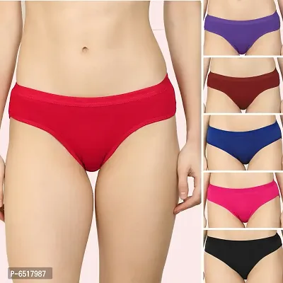 Fabulous Cotton Silk Self Pattern Hipster Panties For Women- Pack Of 6-thumb0