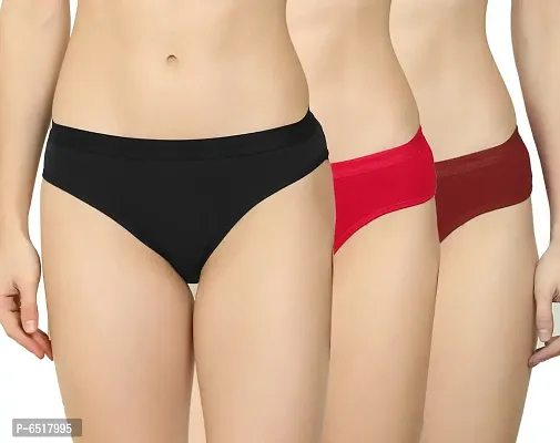 Fabulous Cotton Silk Self Pattern Hipster Panties For Women- Pack Of 3-thumb0