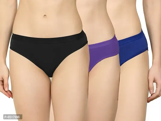 Fabulous Cotton Silk Self Pattern Hipster Panties For Women- Pack Of 3