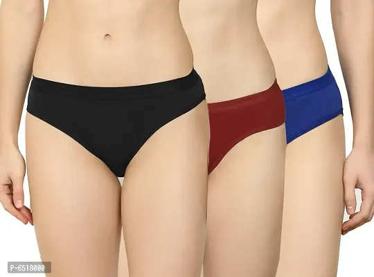Fabulous Cotton Silk Self Pattern Hipster Panties For Women- Pack Of 3