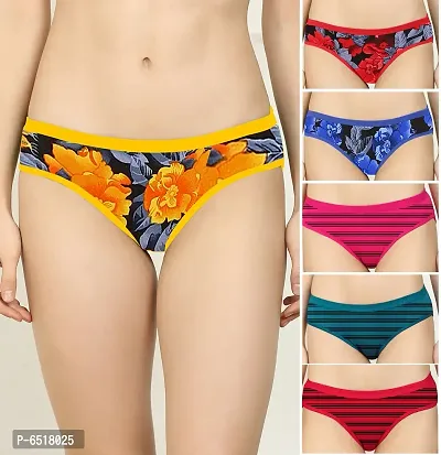 Fabulous Cotton Silk Self Pattern Hipster Panties For Women- Pack Of 6