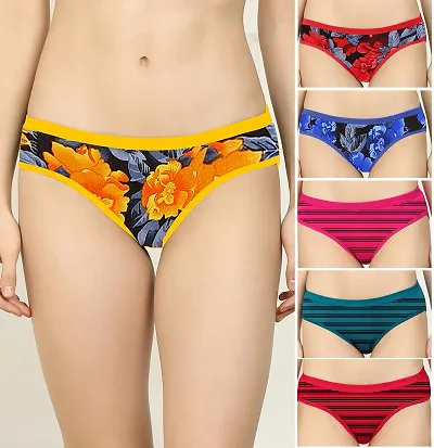Fabulous Cotton Silk Self Pattern Hipster Panties For Women- Pack Of 6