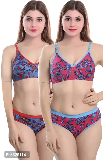 Stylish Cotton Self Pattern Lingerie Set For Women- Pack Of 2-thumb0