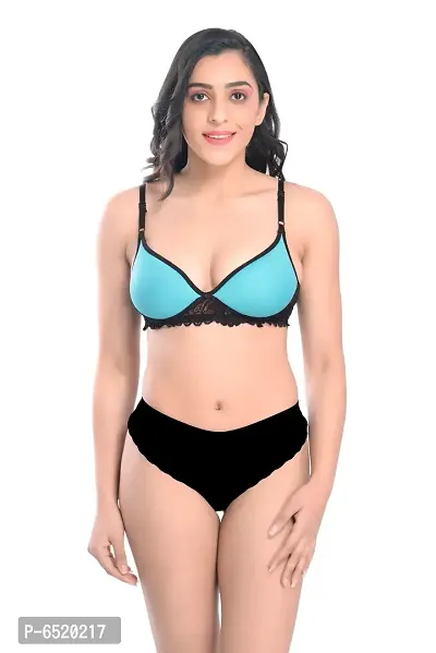 Stylish Cotton Self Pattern Lingerie Set For Women