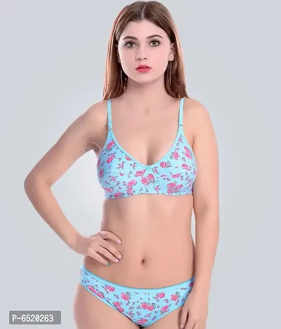 Stylish Cotton Self Pattern Lingerie Set For Women-thumb0