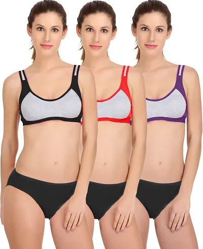 Stylish Bra And Panty Set For Women Pack Of 3