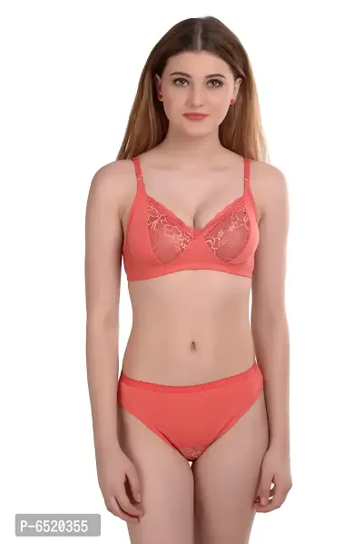 Stylish Cotton Self Pattern Lingerie Set For Women