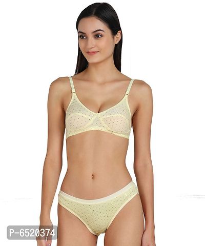 Stylish Cotton Self Pattern Lingerie Set For Women-thumb0