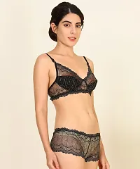 Stylish Cotton Self Pattern Lingerie Set For Women-thumb1