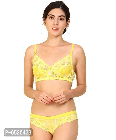 Stylish Cotton Self Pattern Lingerie Set For Women