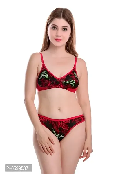 Stylish Cotton Self Pattern Lingerie Set For Women-thumb0