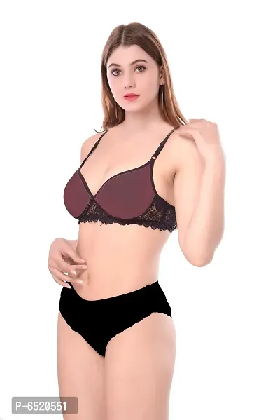 Stylish Cotton Self Pattern Lingerie Set For Women-thumb3