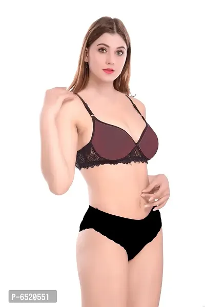 Stylish Cotton Self Pattern Lingerie Set For Women-thumb2