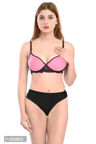 Stylish Cotton Self Pattern Lingerie Set For Women