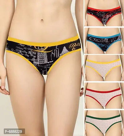 Women Cotton Silk Hipster Multicolor Panties Combo Pack of 6