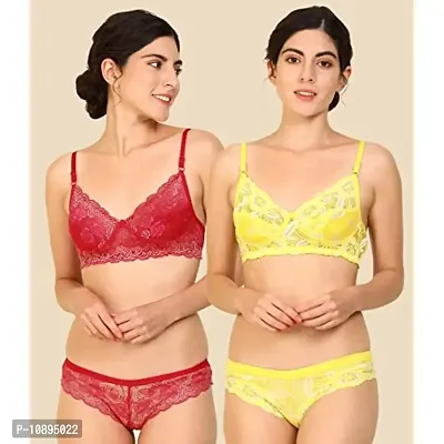 Arousy Honeymoon Wear Bra Panty Set. Bra Panty Set for Women| Bikini Set for Women for Beach| Lingeries for Women|Lingerie Set| | Bra Panty Set Red,Yellow