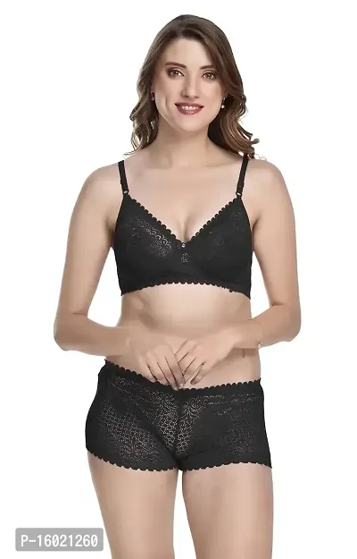 Stylish Fancy Net Bra  Panty Set For Women Pack Of 1