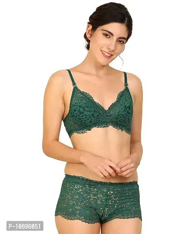 Beach Curve-Women's Net Bra Panty Set for Women Lingerie Set Sexy Honeymoon Undergarments (Color : Green)(Pack of 1)(Size :30) Model No : Net SSet