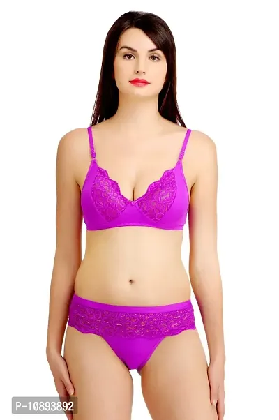 Arousy Women's Bra Panty Set Purple