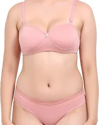 Women Cotton Bra Panty Set for Lingerie Set Pack of 1  Color : Pink-thumb4