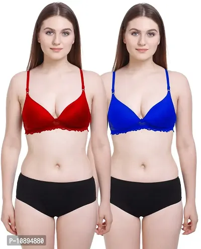 Arousy Fashion Honeymoon Lingerie Set Cotton Bra Panties Set for Women|Bra Panty Set |Bra Panty Set for Women with Sexy|Undergarments|Lingerie Set for Women for Sexy Honeymoon| Red,Blue