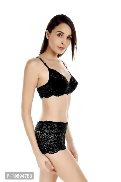 Buy Arousy Net Non Padded Wirefree Bra and Panty Set for Woman