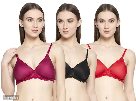 Stylish Women Cotton Padded Non-Wired Bra Pack of 3