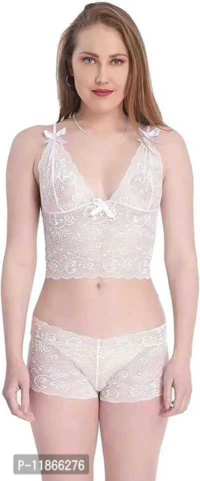 Stylish White Net Lace Baby Dolls For Women-thumb0