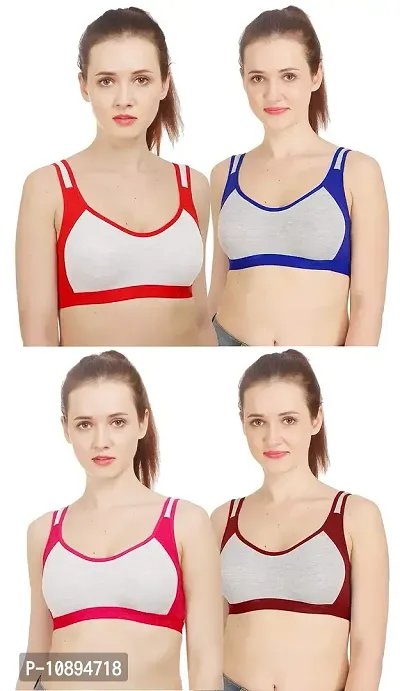 Arousy Women?s Cotton Gym Sports Bra|Gym Bra|Yoga Bra|Running Bra|Teenage Bra|Sports Bra Combo-thumb0