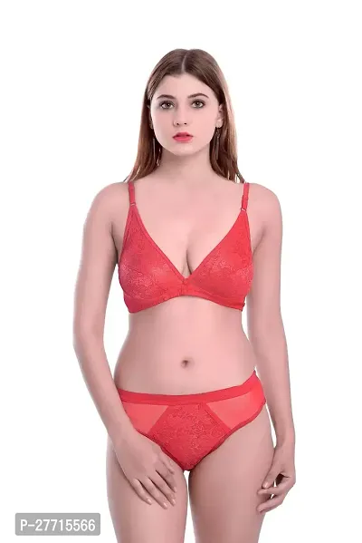 Women Cotton Bra Panty Set for Lingerie Set Pack of 1  Color : Red