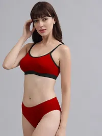 Stylish Cotton Solid Bra and Panty Set for Women-thumb2