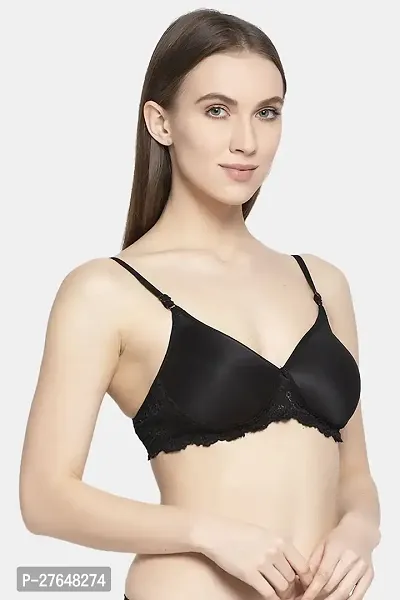 Stylish Black Cotton Solid Bras For Women-thumb2