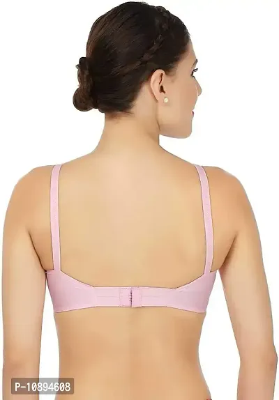 Arousy Women's Non-Wired Full Cup Cotton Bra Pink-thumb2
