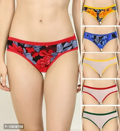 Women Cotton Silk Hipster Multicolor Panties Combo  Cotton ( Pack of 6 ) ( Color : RedYellowBlueYellowRedGreen ) ( Pattern : Solid ) ( Size : M )-thumb0