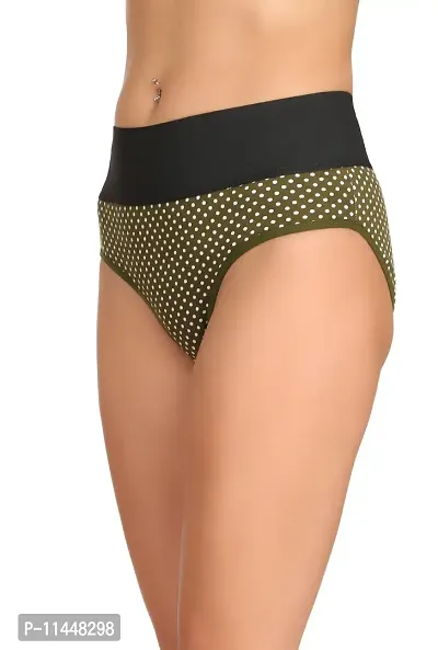 Stylish Dark Green Cotton Silk Self Pattern Briefs For Women-thumb3