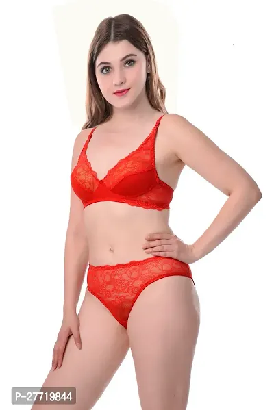 Women Cotton Bra Panty Set for Lingerie Set Pack of 3  Color : Red,Brown,Blue-thumb3