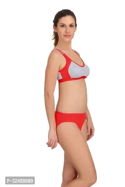 Stylish Cotton Solid Bra and Panty Set for Women-thumb3