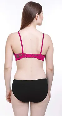 Arousy Fashion Honeymoon Lingerie Set Cotton Bra Panties Set for Women|Bra Panty Set |Bra Panty Set for Women with Sexy|Undergarments|Lingerie Set for Women for Sexy Honeymoon| Black,Pink-thumb3