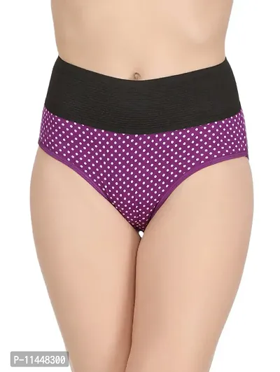 Stylish Purple Cotton Silk Self Pattern Briefs For Women-thumb0