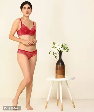 Arousy Honeymoon Wear Bra Panty Set. Bra Panty Set for Women| Bikini Set for Women for Beach| Lingeries for Women|Lingerie Set| | Bra Panty Set Red-thumb2