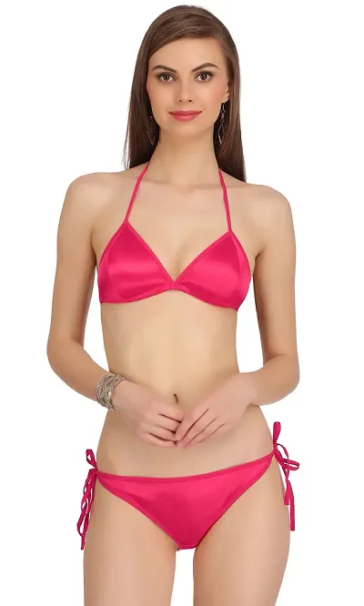 Fancy Solid Bikini Set For Women