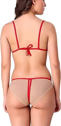 Beach Curve-Women's Net Bikni Bra Panty Set for Women Lingerie Set Sexy Honeymoon Undergarments (Color : Red)(Pack of 1)(Size :32) Model No : SK01-thumb4