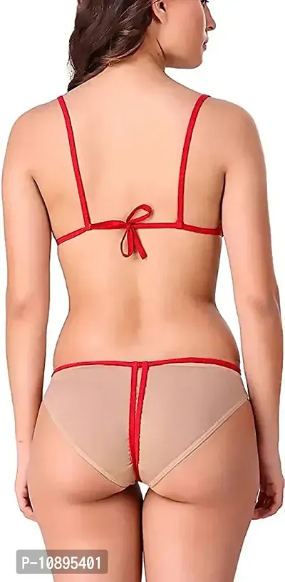 Beach Curve-Women's Net Bikni Bra Panty Set for Women Lingerie Set Sexy Honeymoon Undergarments (Color : Red)(Pack of 1)(Size :32) Model No : SK01-thumb5