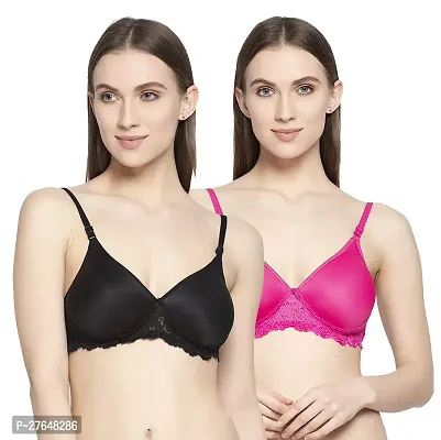 Stylish Multicoloured Cotton Solid Bras For Women Pack of 2-thumb0