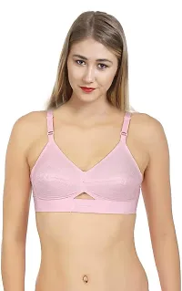 Arousy Women's Non-Wired Full Cup Cotton Bra Pink,White-thumb1